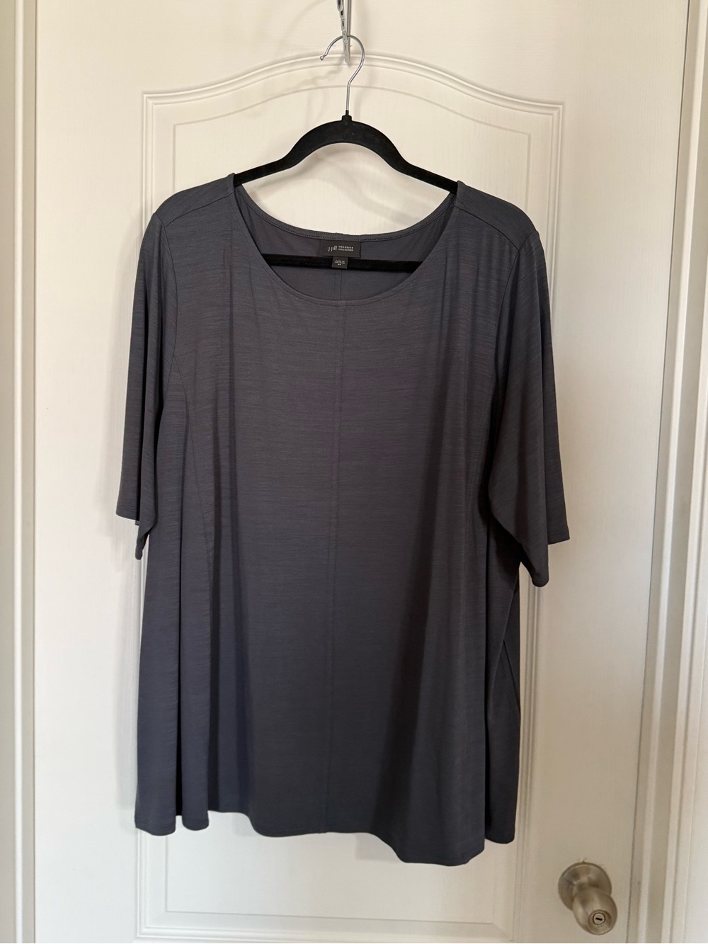 J. Jill Wearever Collection Charcoal Scoop Neck Short Sleeve Tunic Top